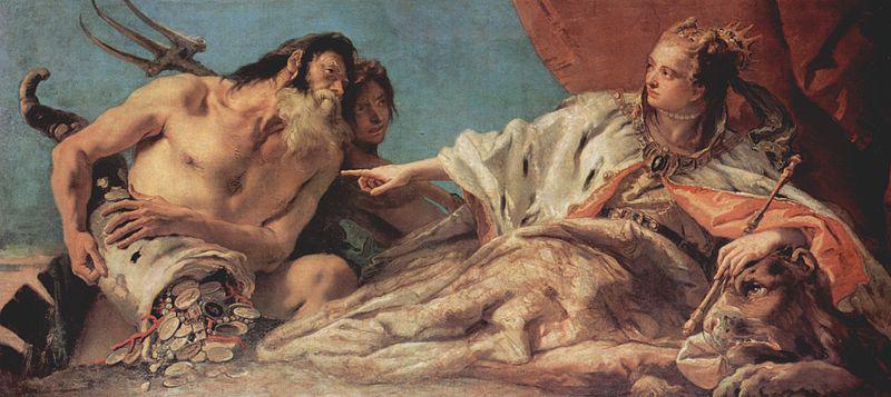 Giovanni Battista Tiepolo Neptun bietet der Stadt Venedig Opfergaben oil painting image